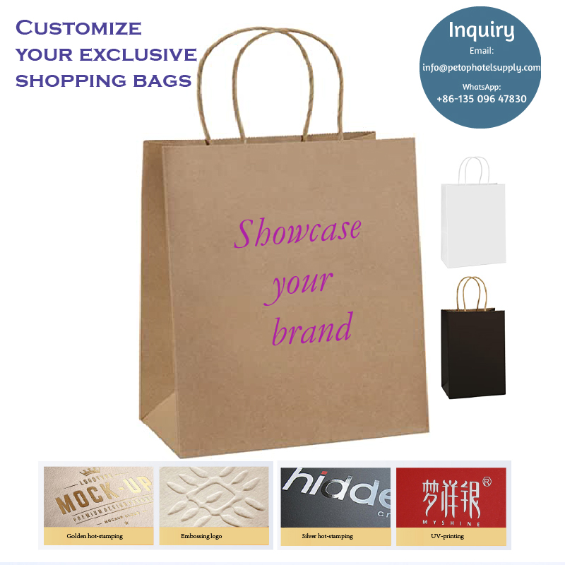 Customized Recyclable Paper Shopping Bags Door Delivery Petop Hotel